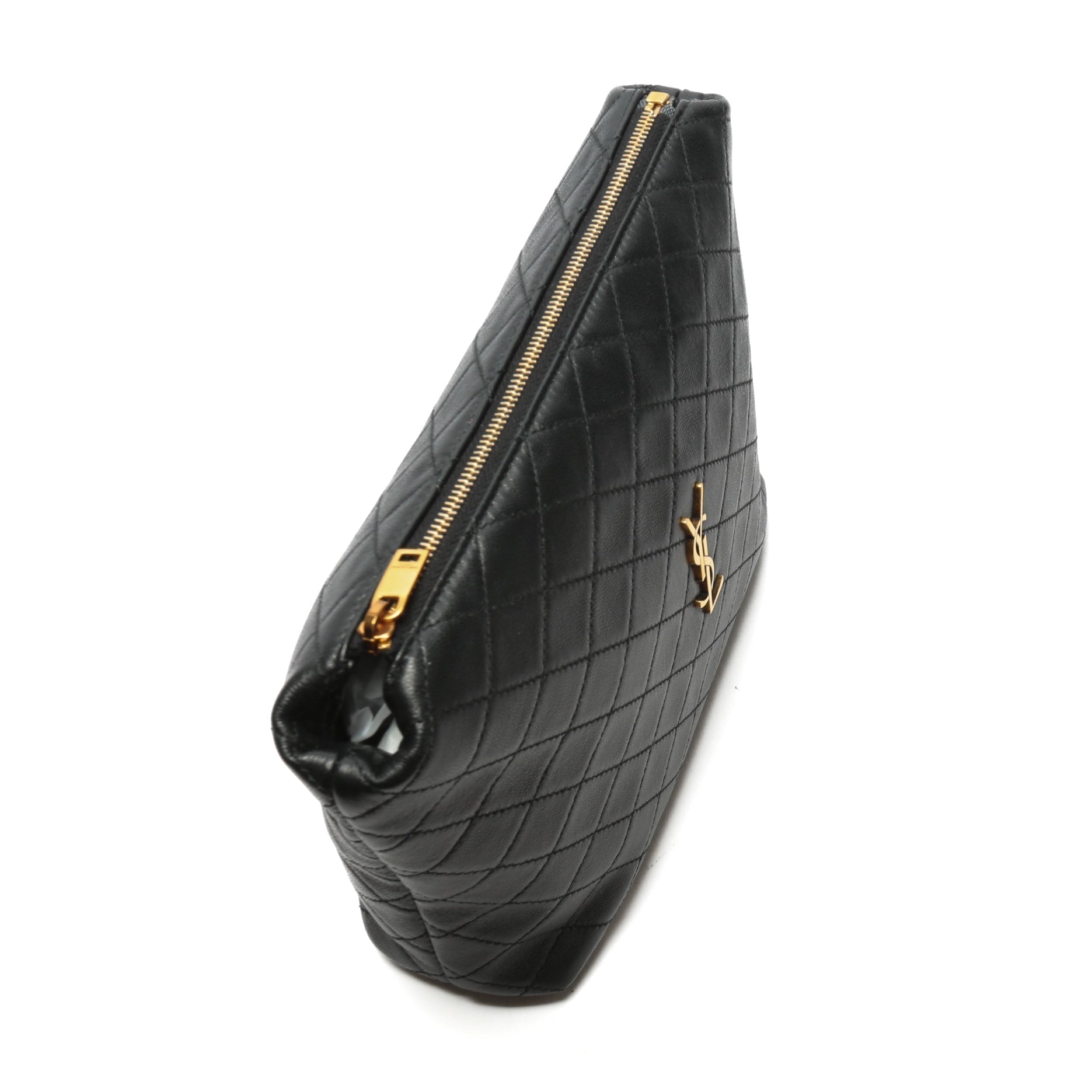 SAINT LAURENT Gaby Quilted Leather Black Pouch