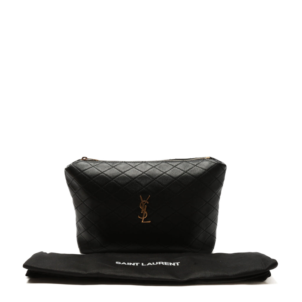 SAINT LAURENT Gaby Quilted Leather Black Pouch