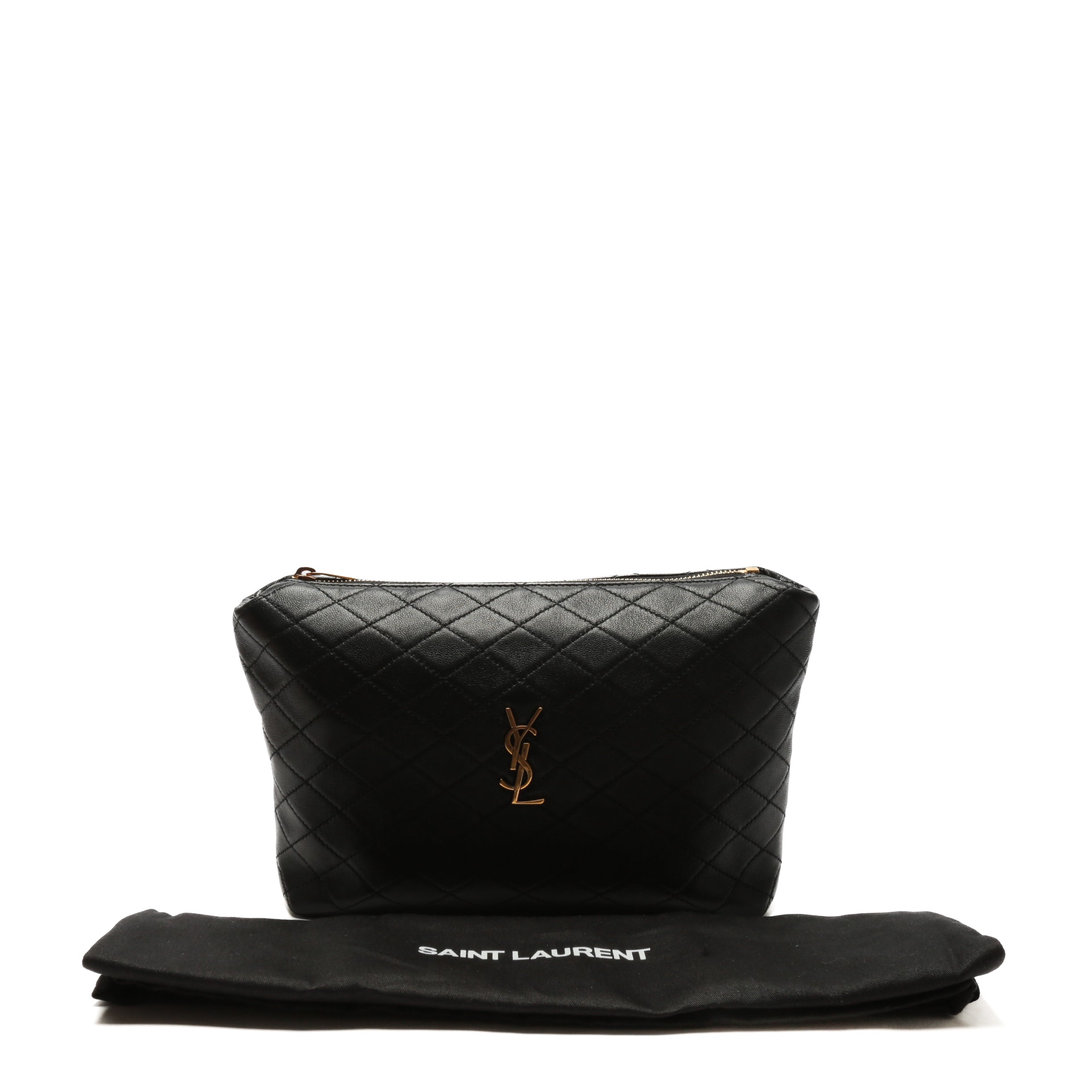 SAINT LAURENT Gaby Quilted Leather Black Pouch