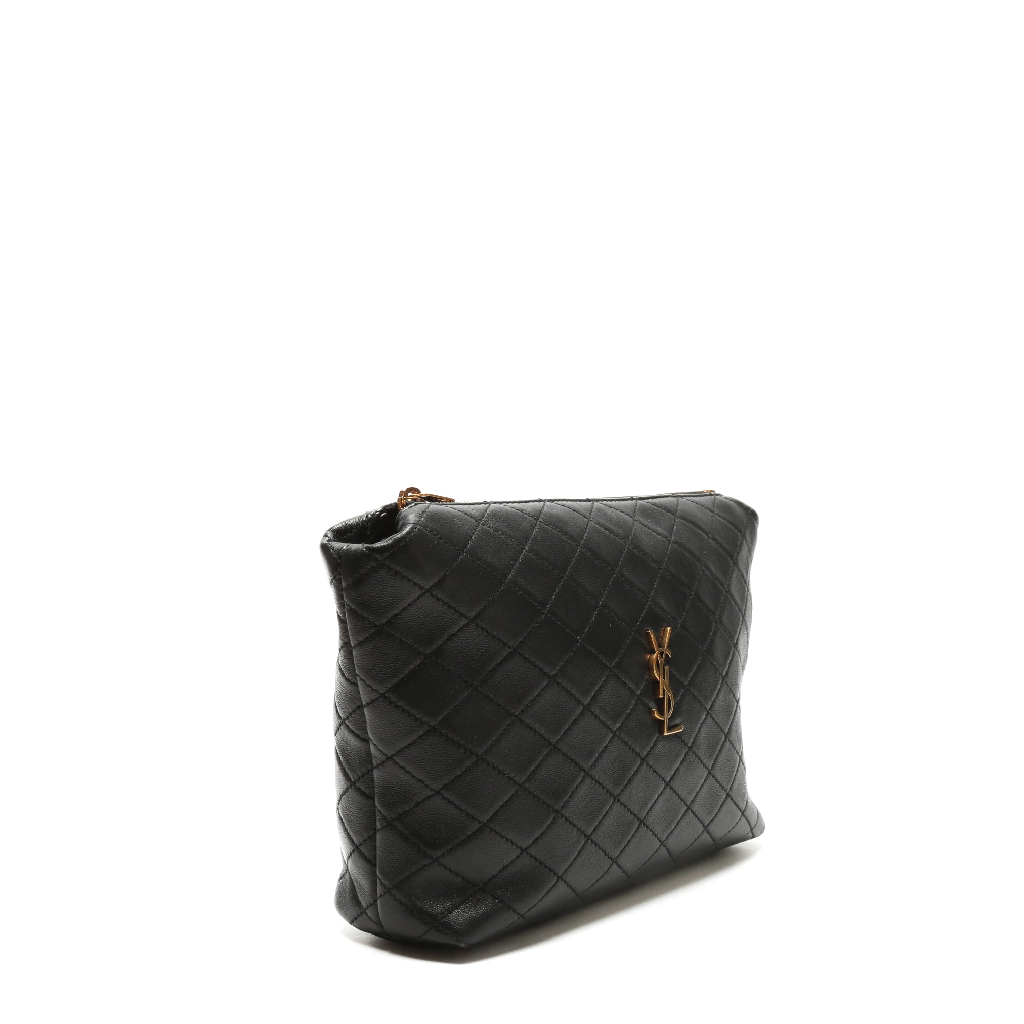 SAINT LAURENT Gaby Quilted Leather Black Pouch