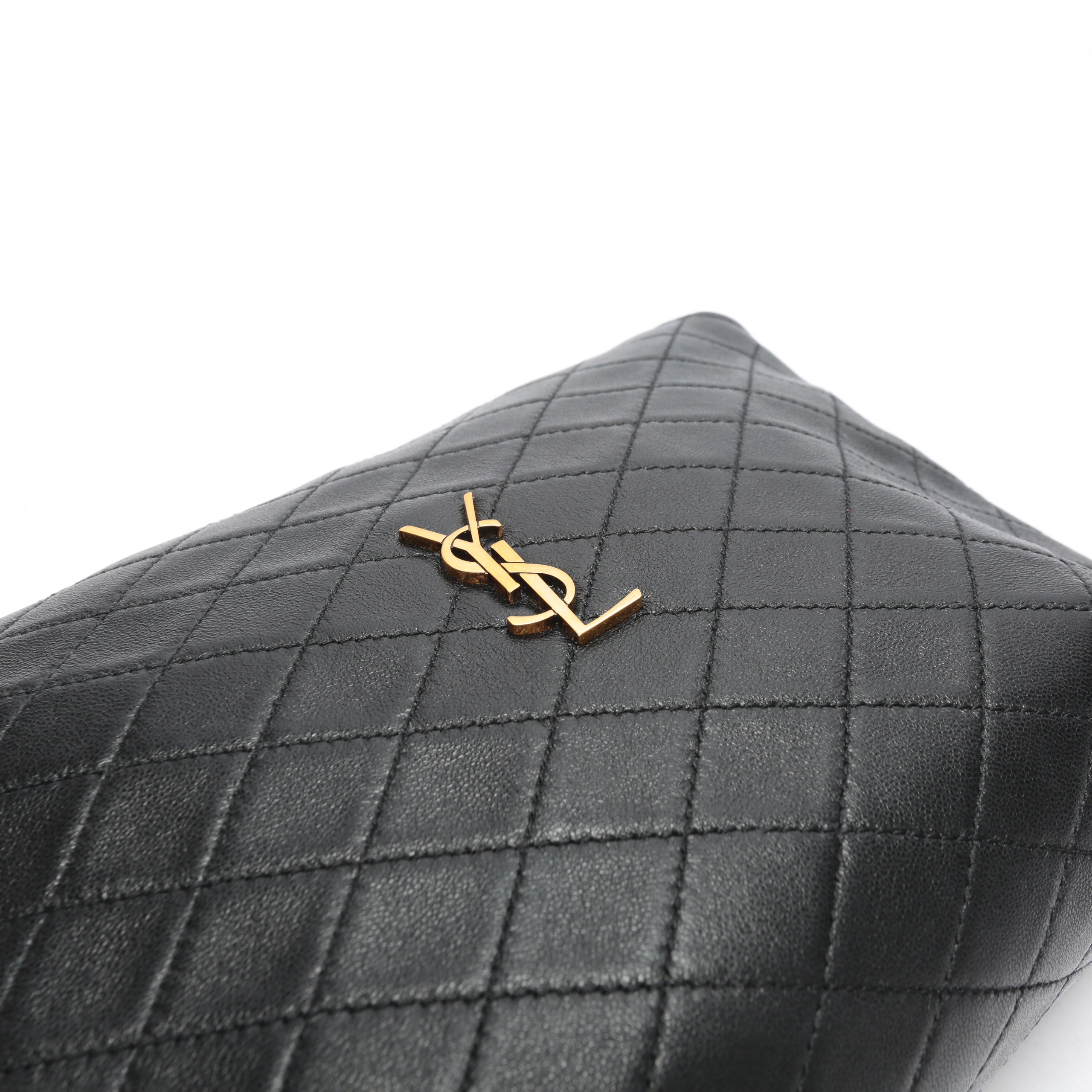 SAINT LAURENT Gaby Quilted Leather Black Pouch