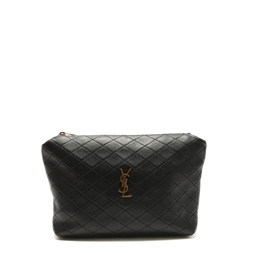 SAINT LAURENT Gaby Quilted Leather Black Pouch
