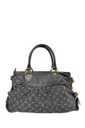 Louis Vuitton Dark Grey Monogram Denim 'Cabby' Zip Bag with Strap
