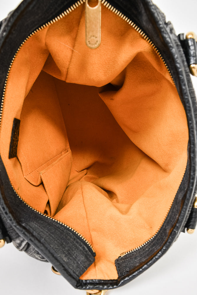 Louis Vuitton Dark Grey Monogram Denim 'Cabby' Zip Bag with Strap