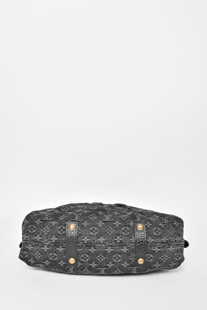 Louis Vuitton Dark Grey Monogram Denim 'Cabby' Zip Bag with Strap