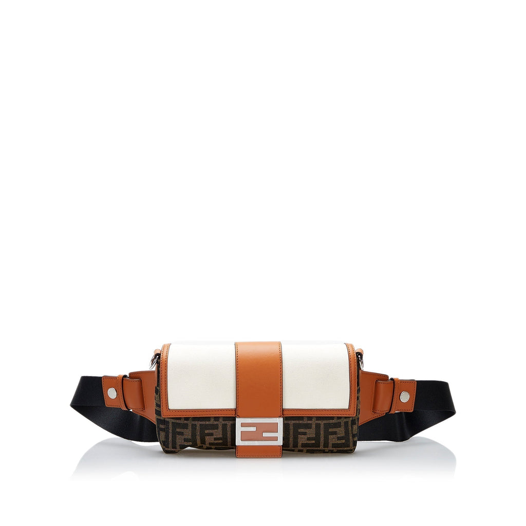 Fendi Zucca Baguette Convertible Belt Bag Brown Canvas Leather