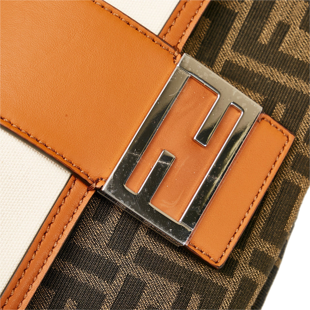 Fendi Zucca Baguette Convertible Belt Bag Brown Canvas Leather