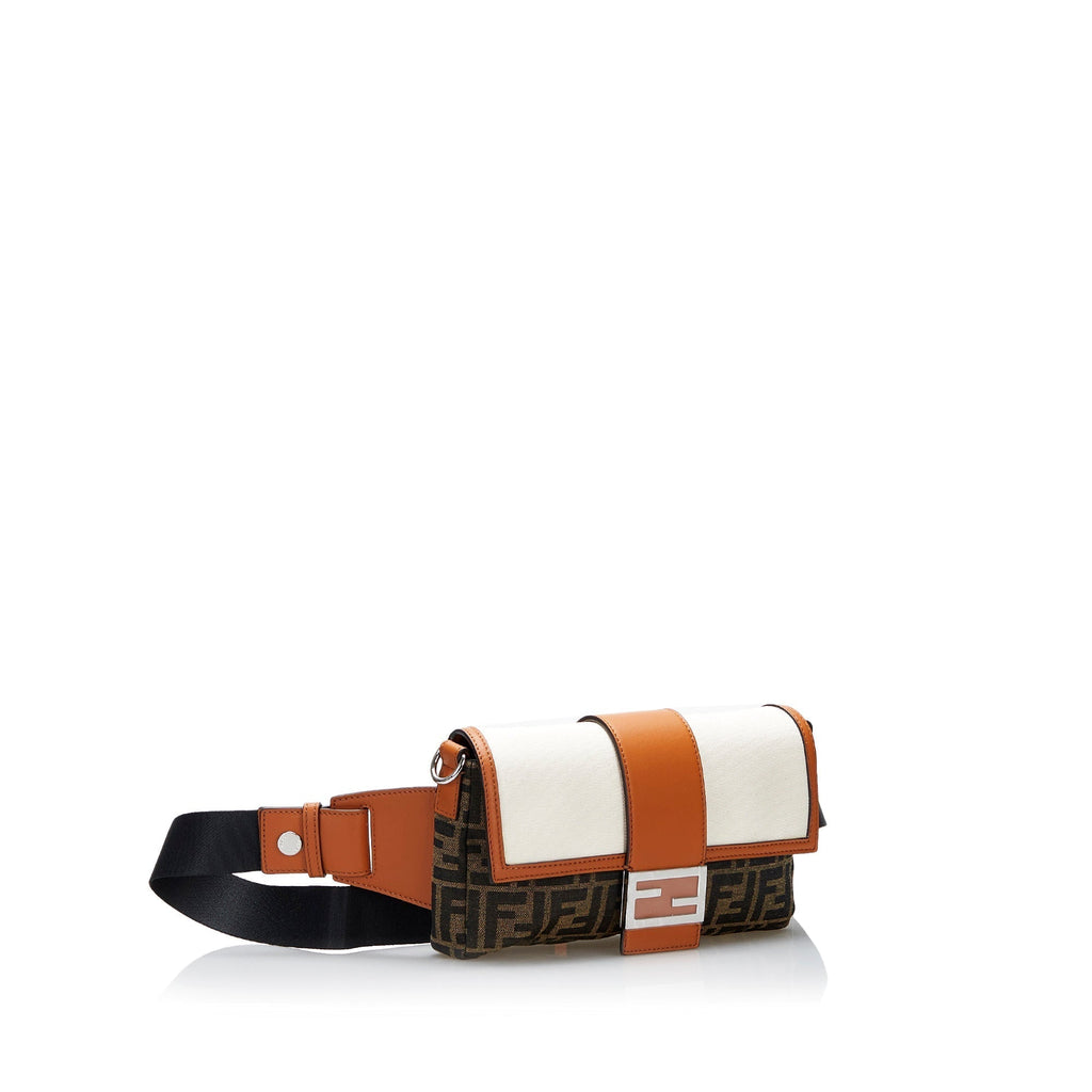 Fendi Zucca Baguette Convertible Belt Bag Brown Canvas Leather