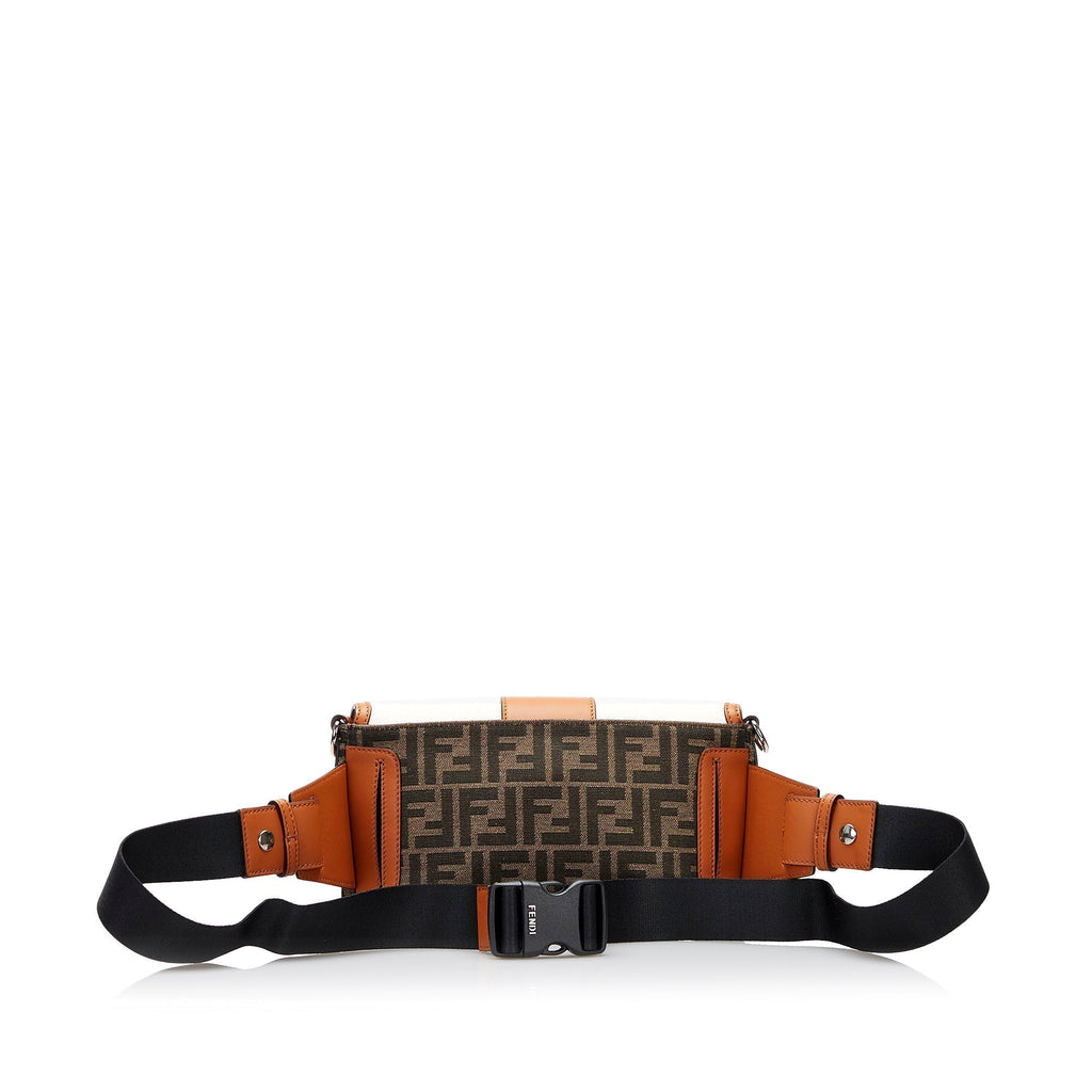 Fendi Zucca Baguette Convertible Belt Bag Brown Canvas Leather