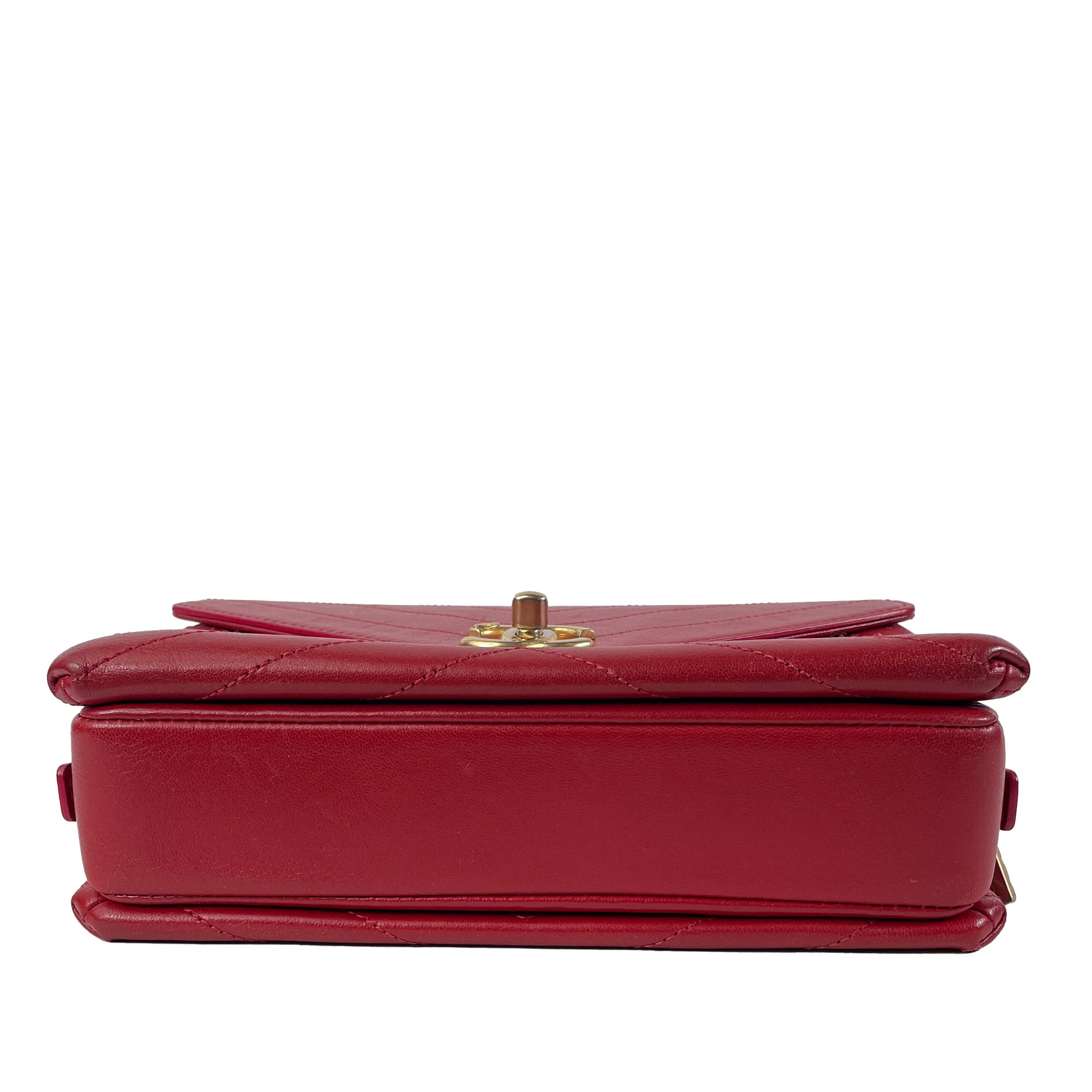CHANEL Small Lambskin Coco Chevron Envelope Flap Bag