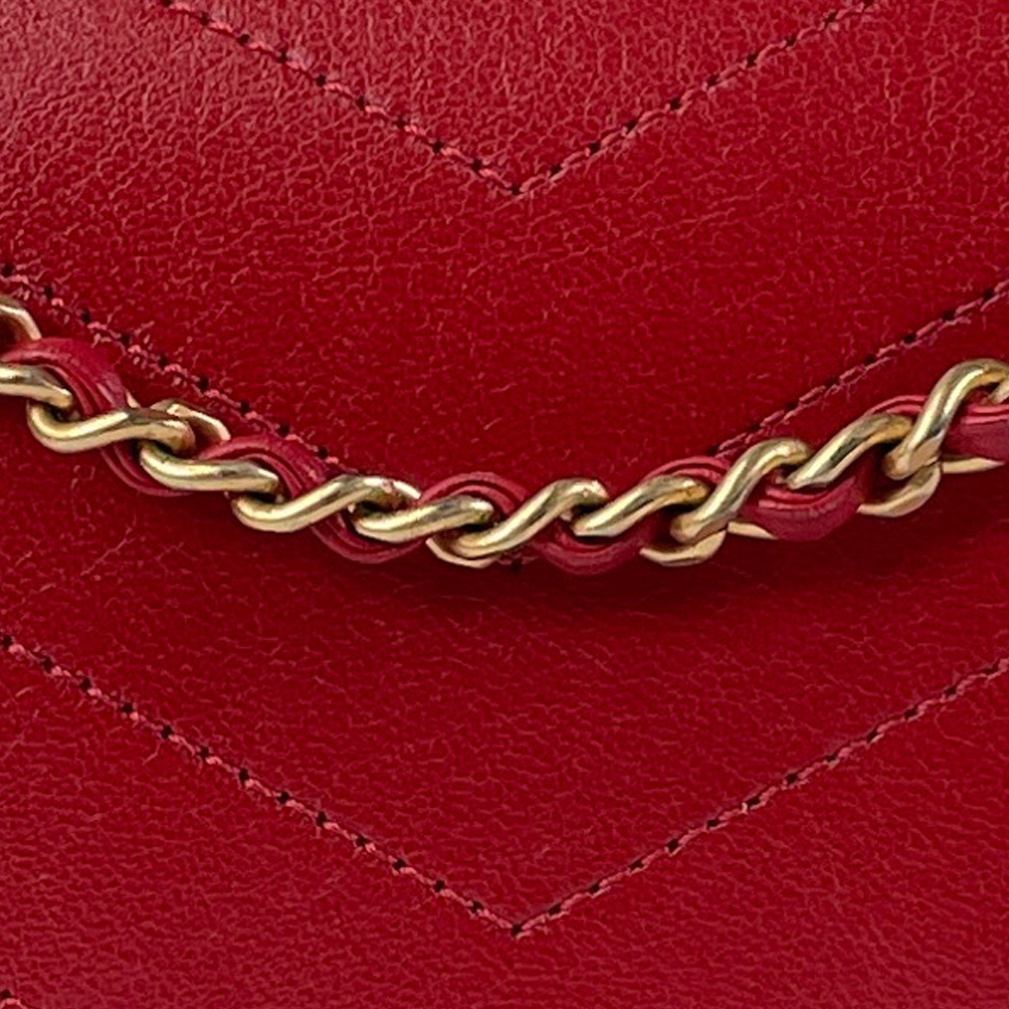 CHANEL Small Lambskin Coco Chevron Envelope Flap Bag