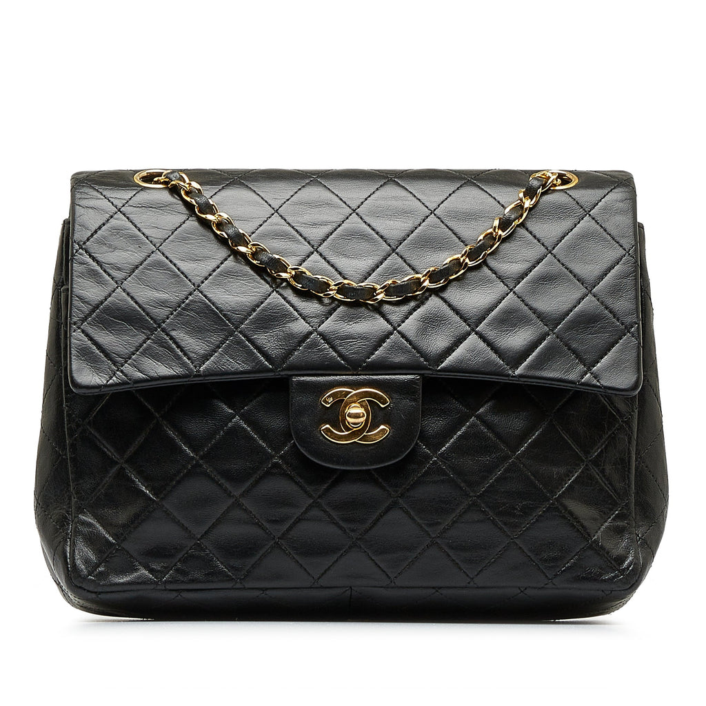 CHANEL Medium Tall Classic Lambskin Double Flap Shoulder Bag