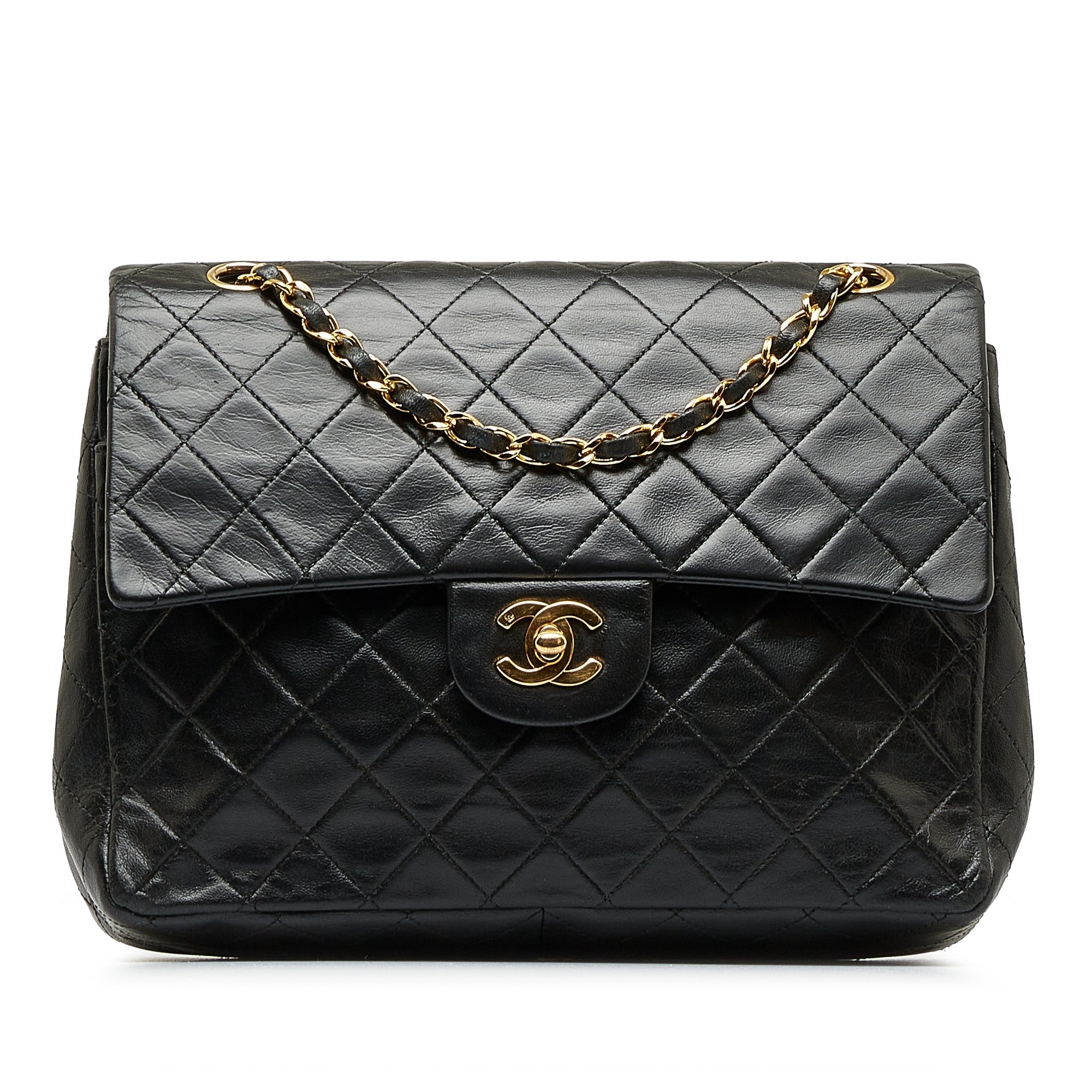 CHANEL Medium Tall Classic Lambskin Double Flap Shoulder Bag