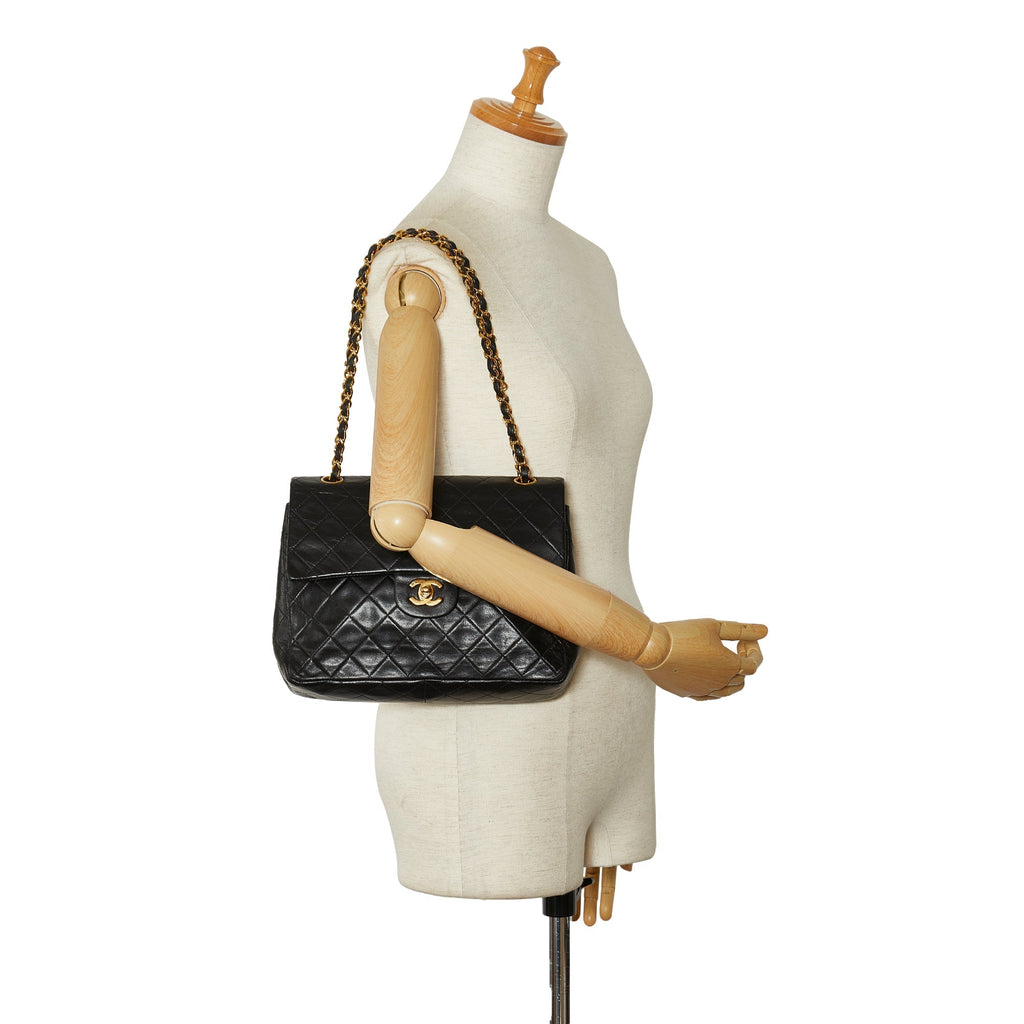 CHANEL Medium Tall Classic Lambskin Double Flap Shoulder Bag