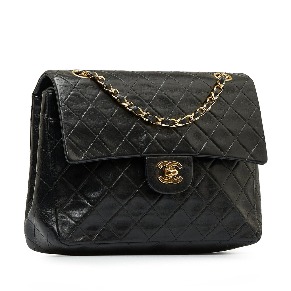CHANEL Medium Tall Classic Lambskin Double Flap Shoulder Bag