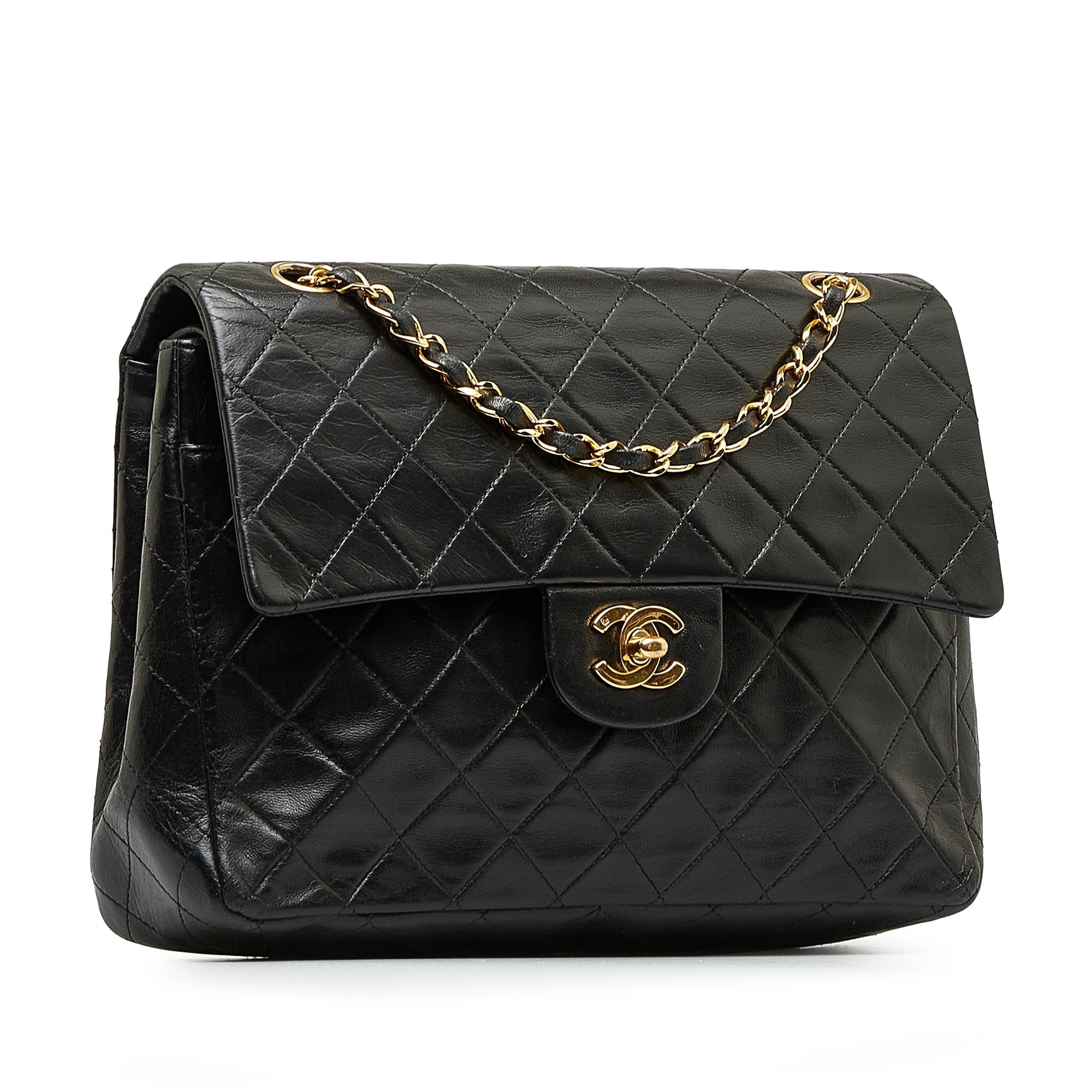 CHANEL Medium Tall Classic Lambskin Double Flap Shoulder Bag
