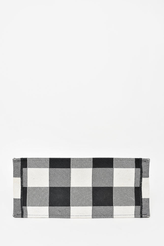 Christian Dior Black/White Canvas Large Check Logo Book Tote