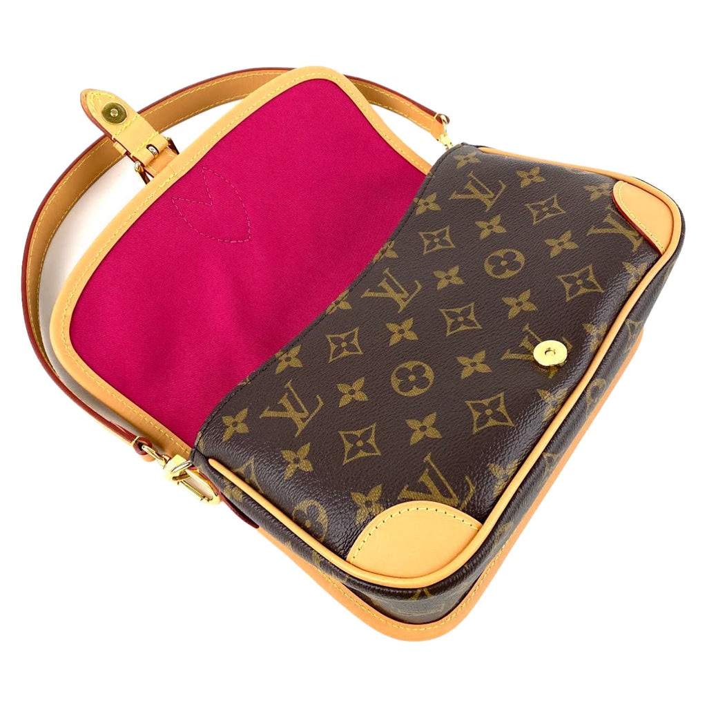 LOUIS VUITTON Diane Monogram Fuchsia w/Leather & Canvas Strap