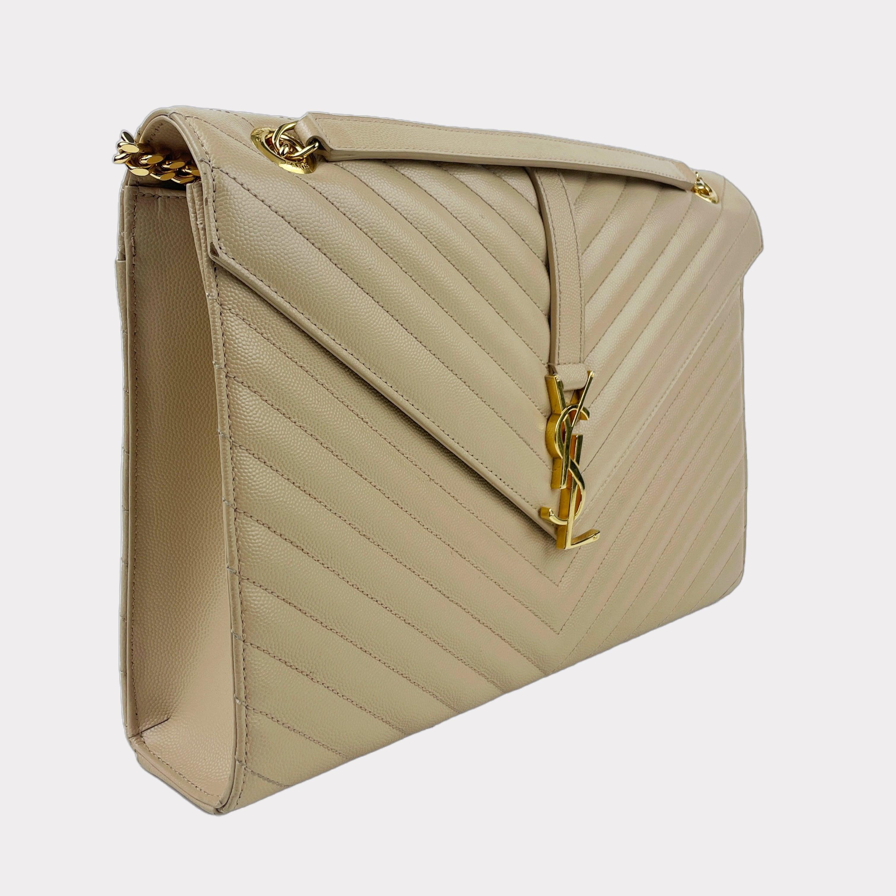 SAINT LAURENT Grain de Poudre Classic Large Monogram Envelope Bag