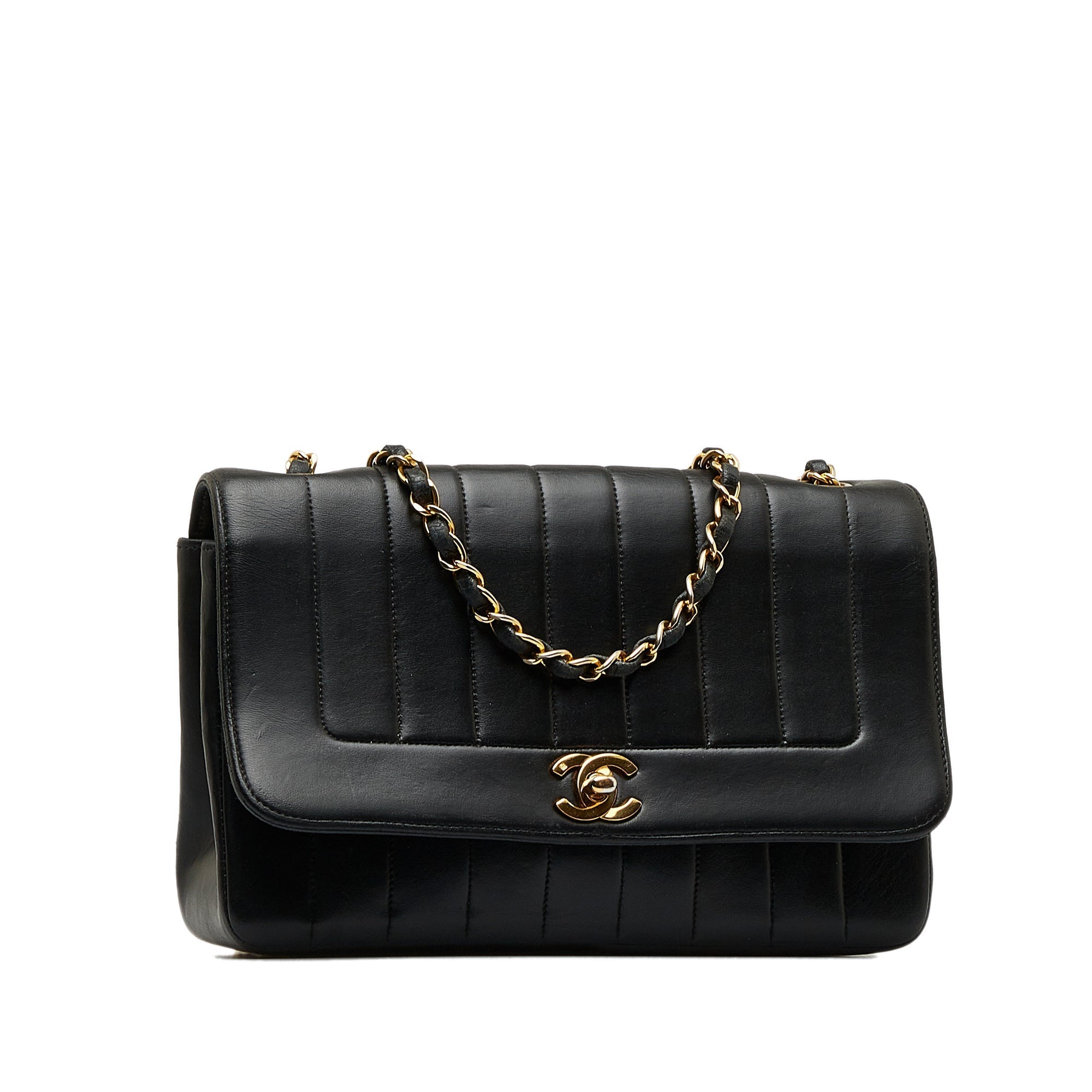 CHANEL Lambskin Vertical Border Flap Crossbody Bag