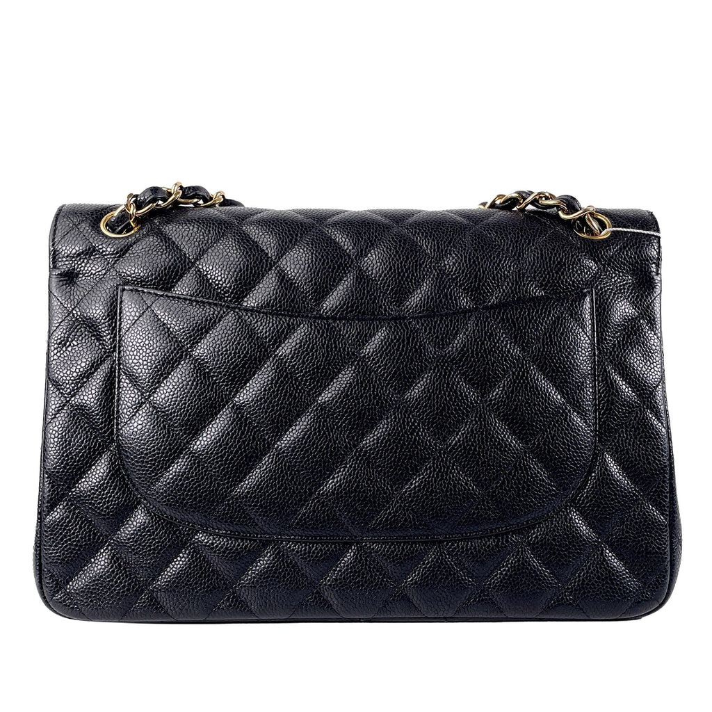 CHANEL Jumbo Classic Caviar Double Flap Shoulder Bag