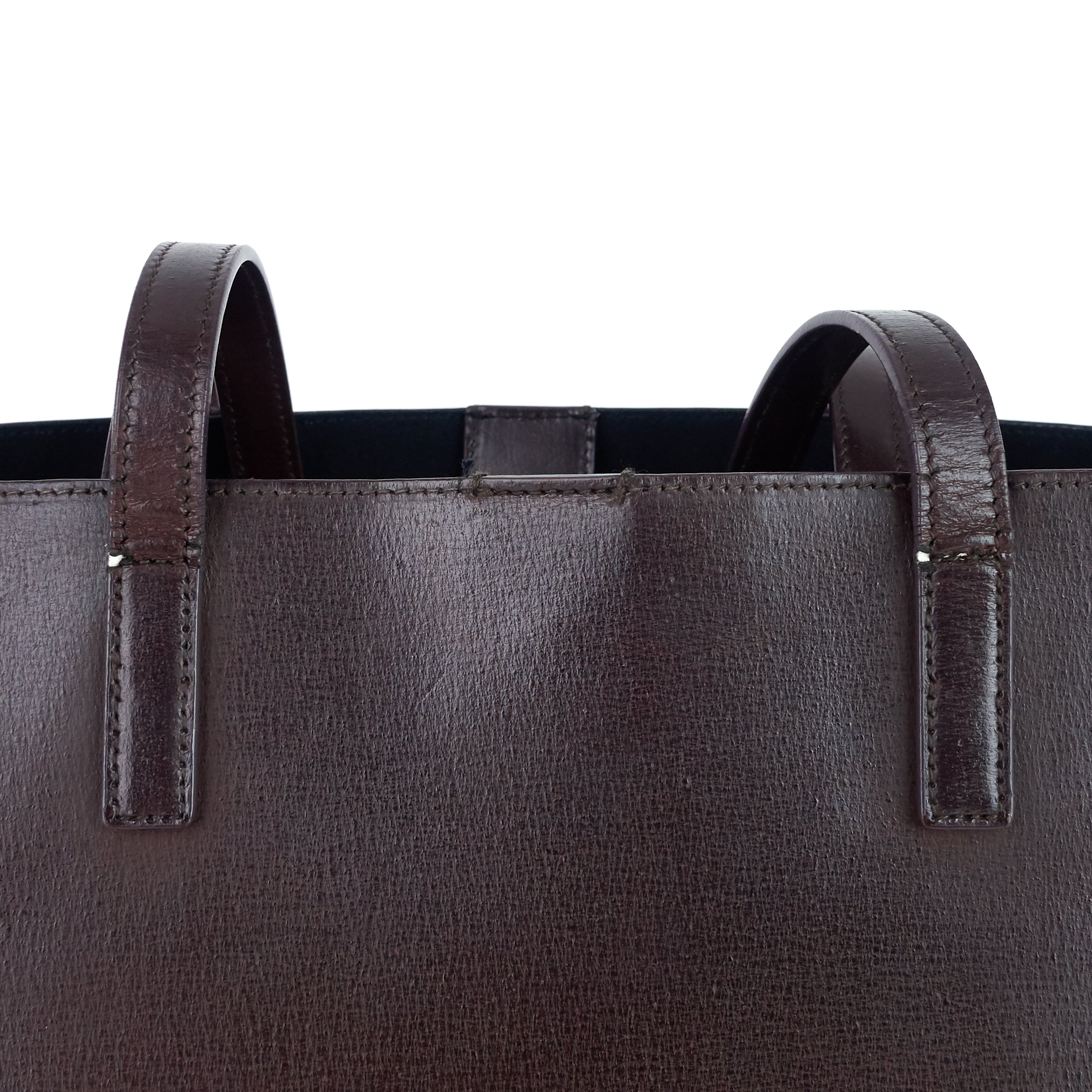 SAINT LAURENT Perforated East West Calfskin Tote Bag
