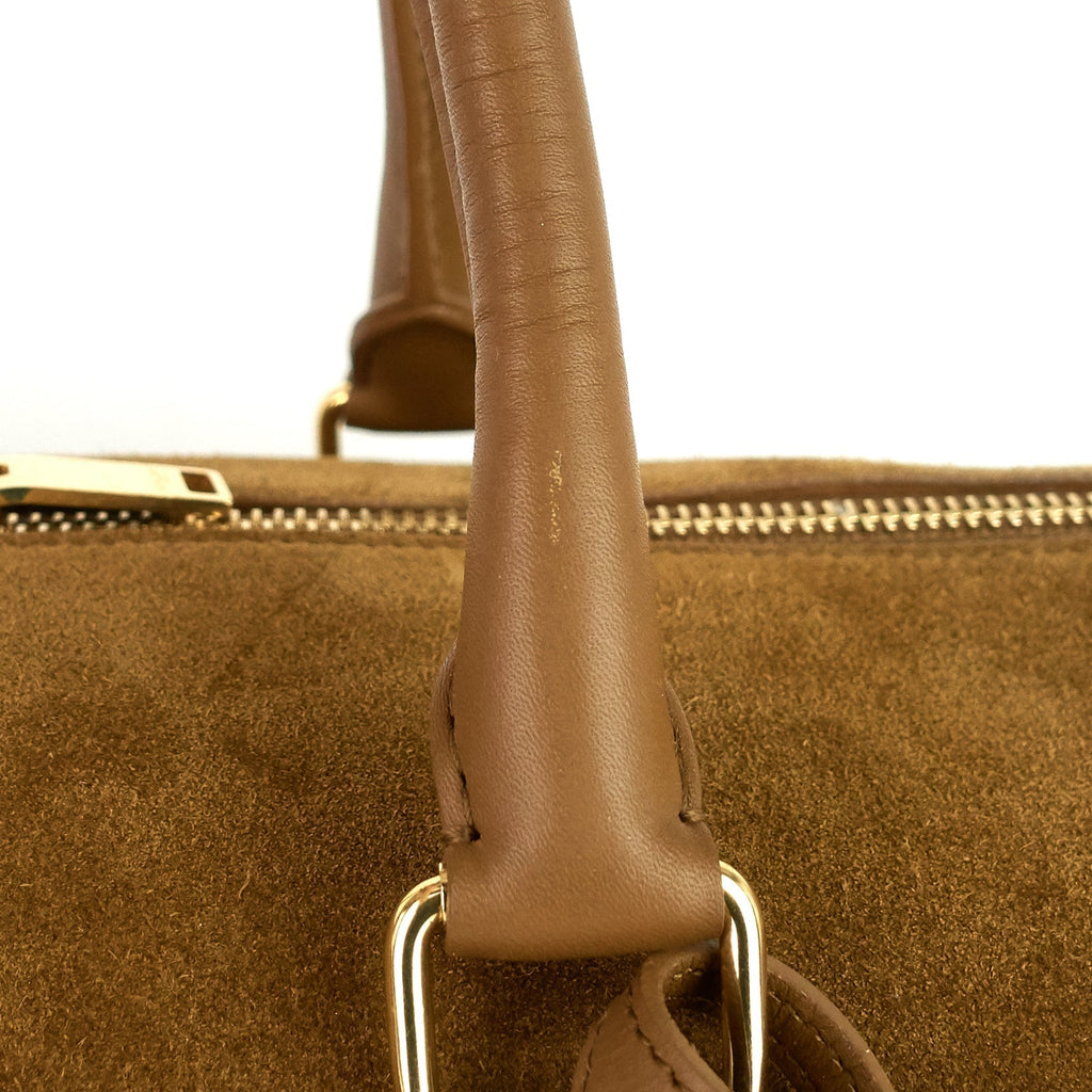 SAINT LAURENT Classic 12 Suede and Leather Duffle Bag