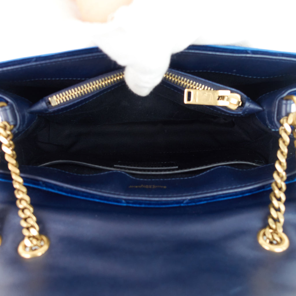 SAINT LAURENT Loulou Small Velvet Shoulder Bag
