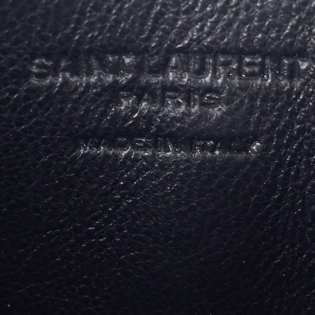 SAINT LAURENT Zipped Croc Embossed Leather Card Case