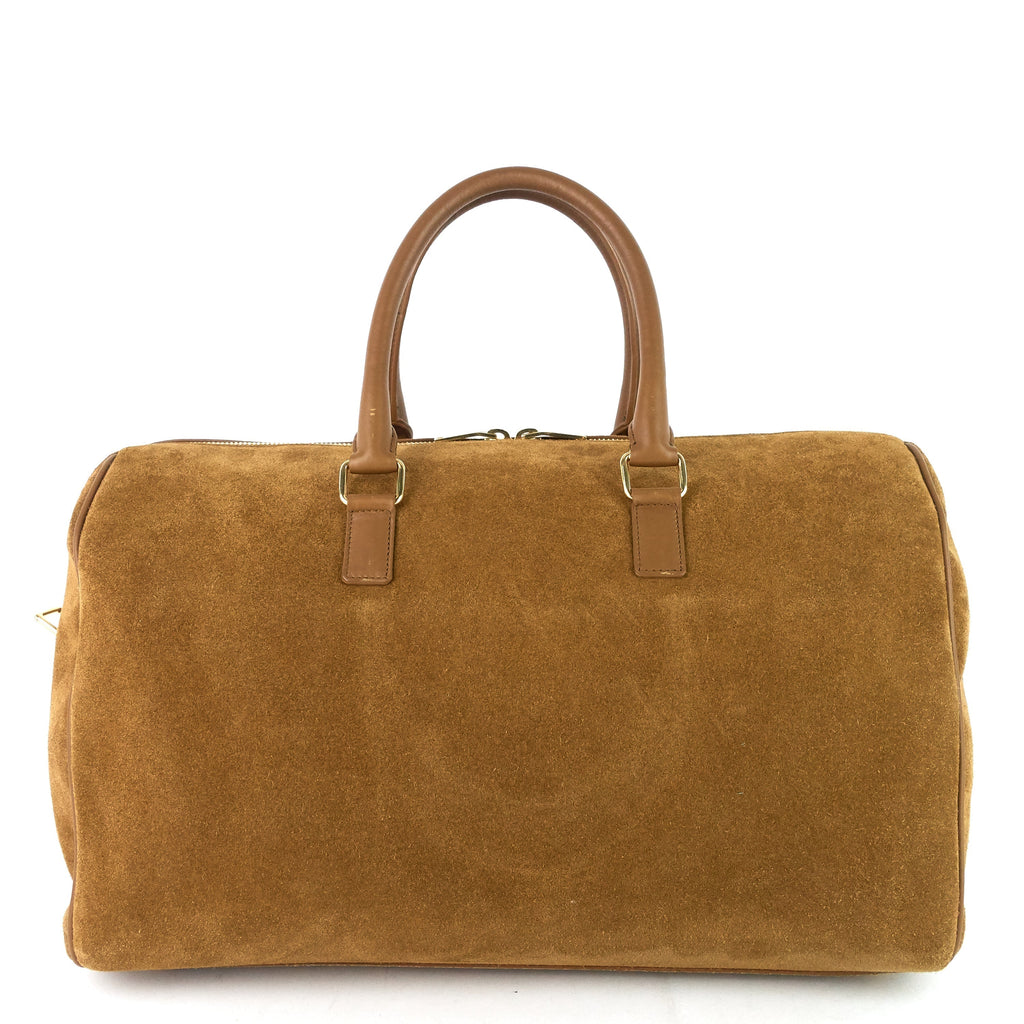 SAINT LAURENT Classic 12 Suede and Leather Duffle Bag