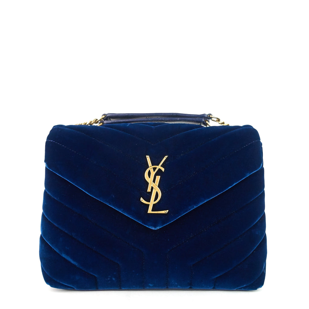 SAINT LAURENT Loulou Small Velvet Shoulder Bag