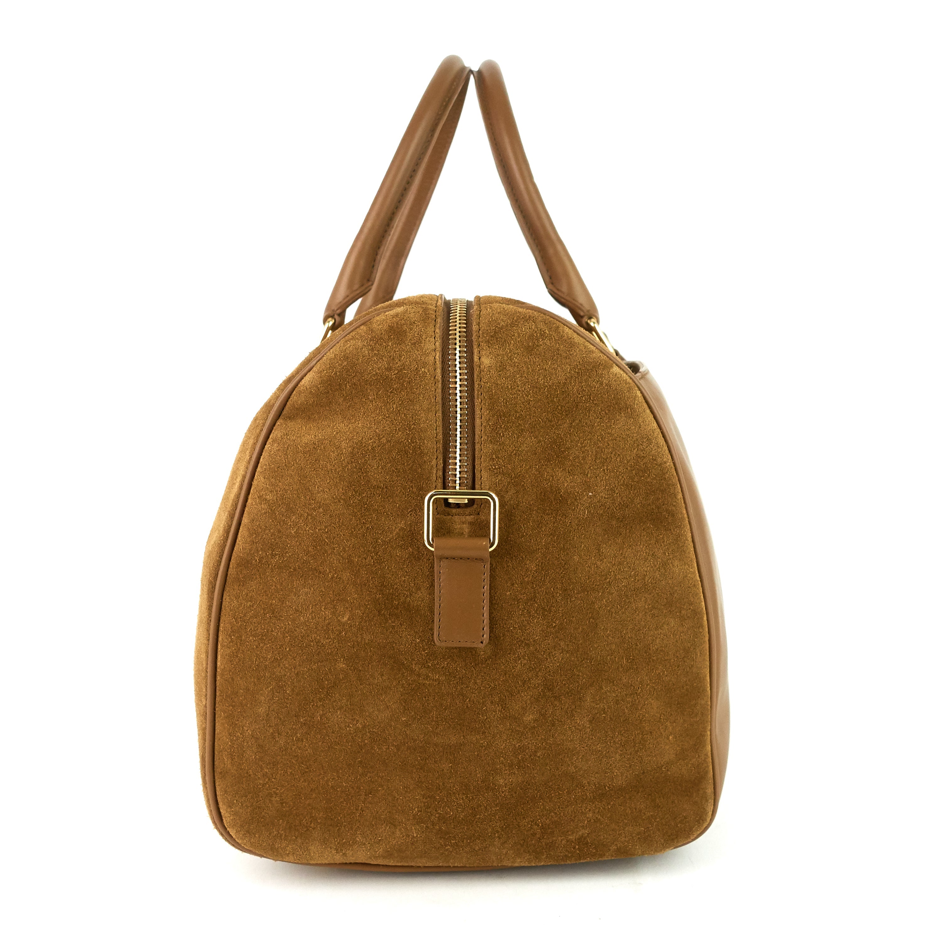 SAINT LAURENT Classic 12 Suede and Leather Duffle Bag