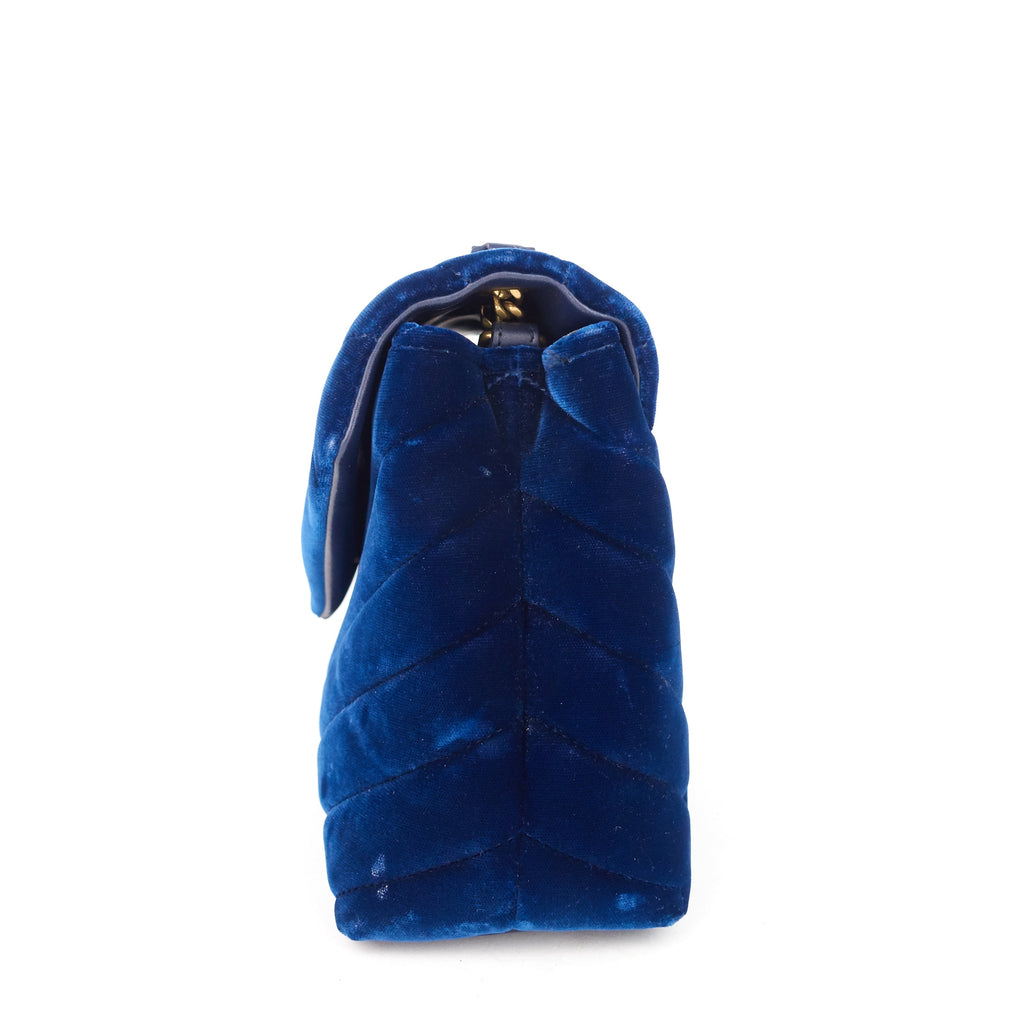 SAINT LAURENT Loulou Small Velvet Shoulder Bag