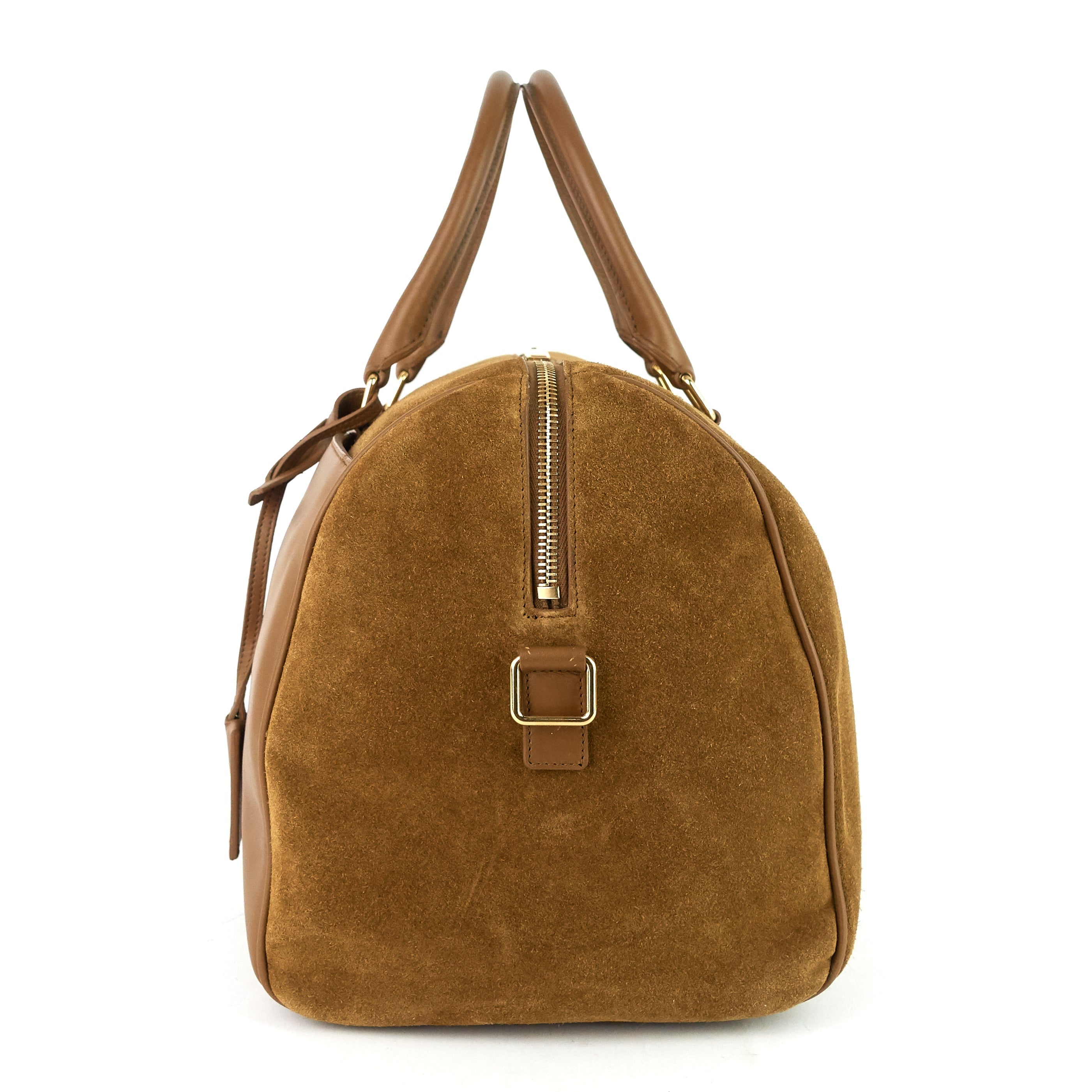 SAINT LAURENT Classic 12 Suede and Leather Duffle Bag