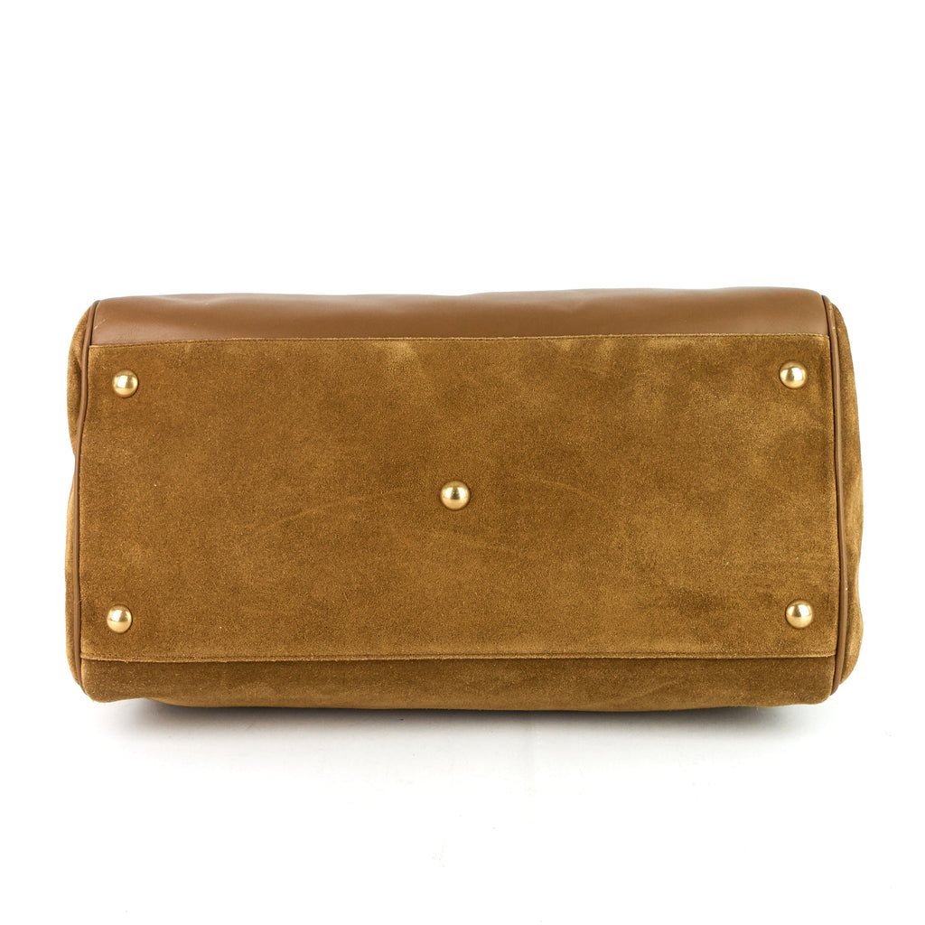 SAINT LAURENT Classic 12 Suede and Leather Duffle Bag