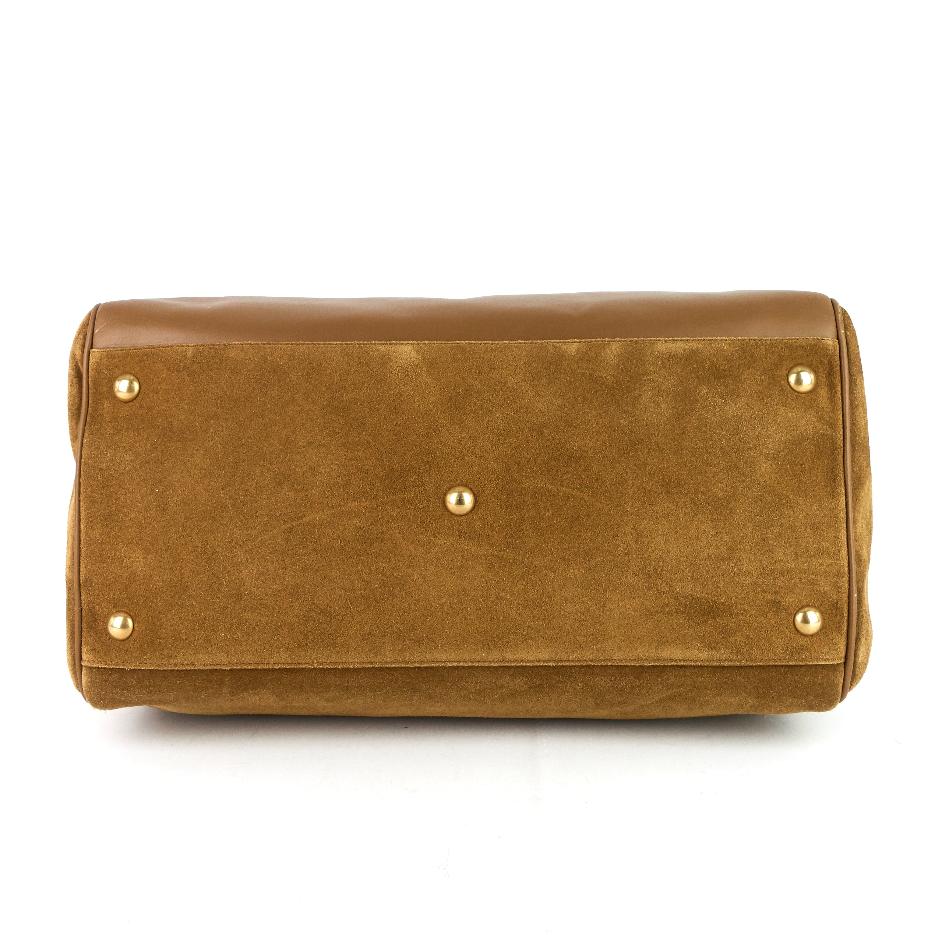 SAINT LAURENT Classic 12 Suede and Leather Duffle Bag