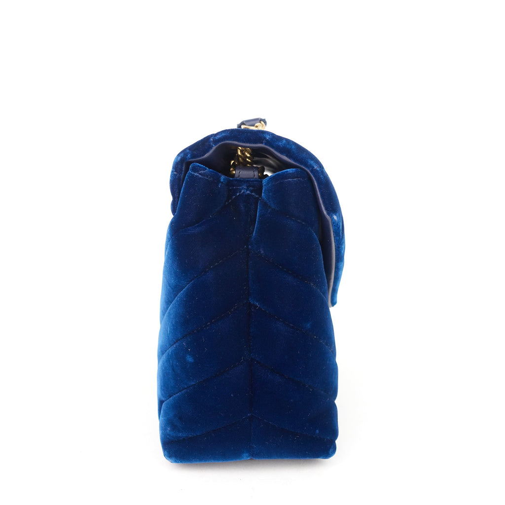 SAINT LAURENT Loulou Small Velvet Shoulder Bag
