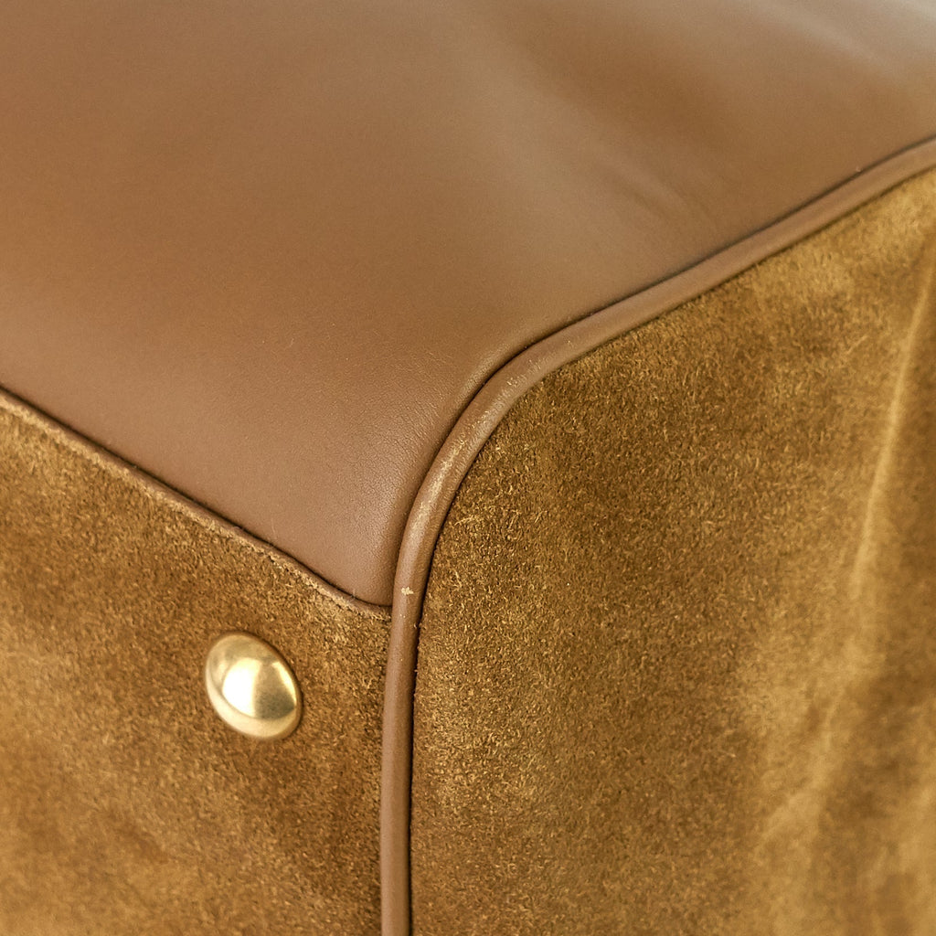 SAINT LAURENT Classic 12 Suede and Leather Duffle Bag