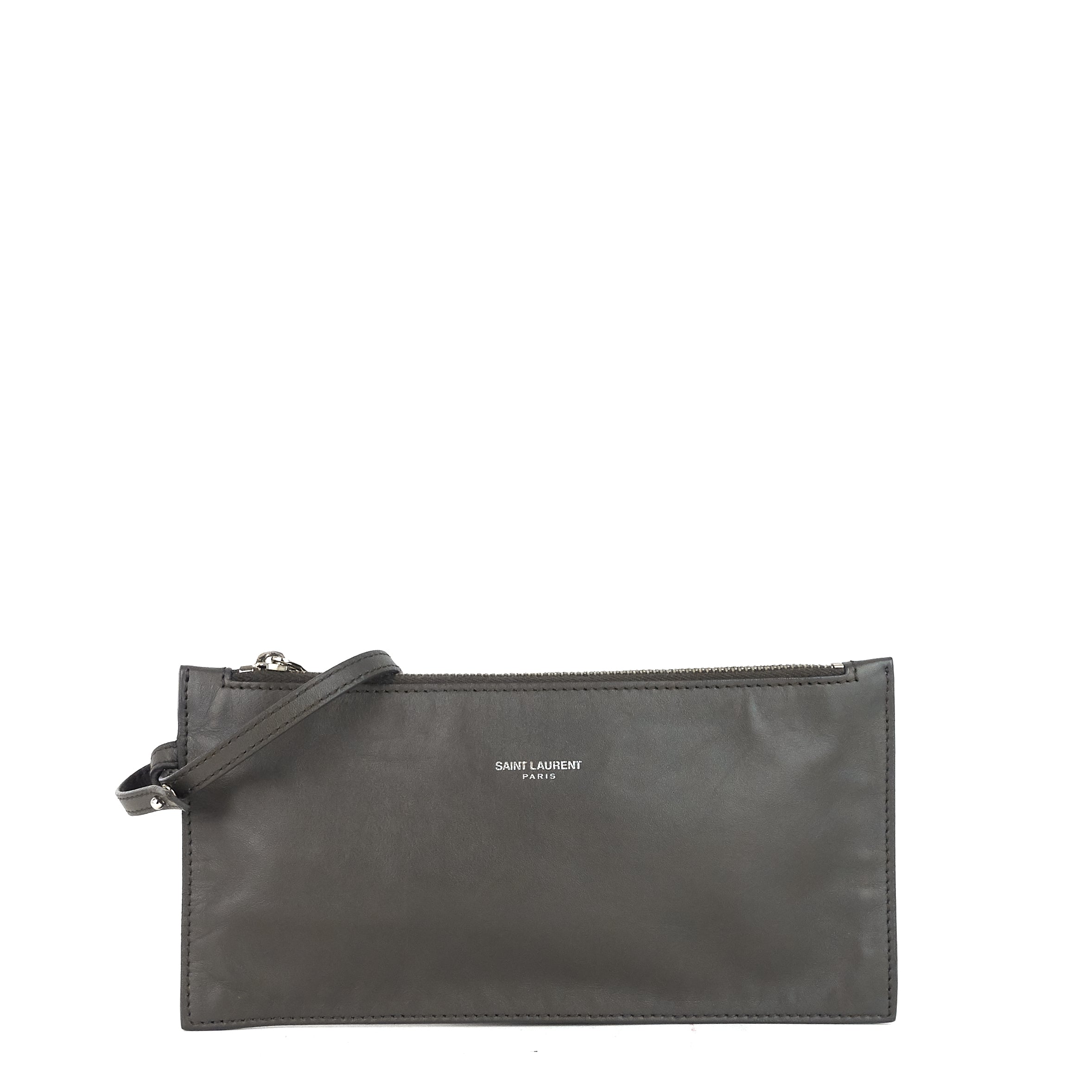 SAINT LAURENT Studded Reversible Leather and Suede Tote Bag