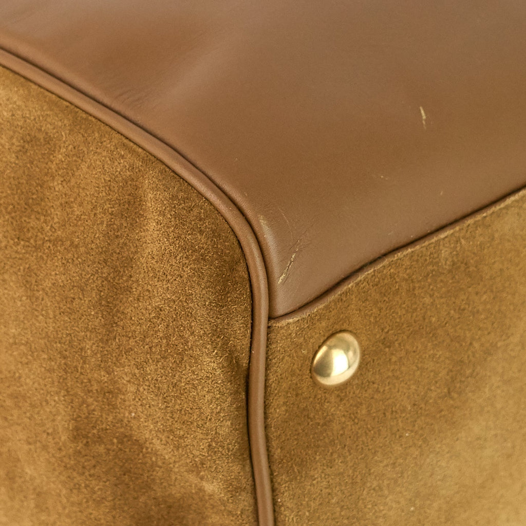 SAINT LAURENT Classic 12 Suede and Leather Duffle Bag