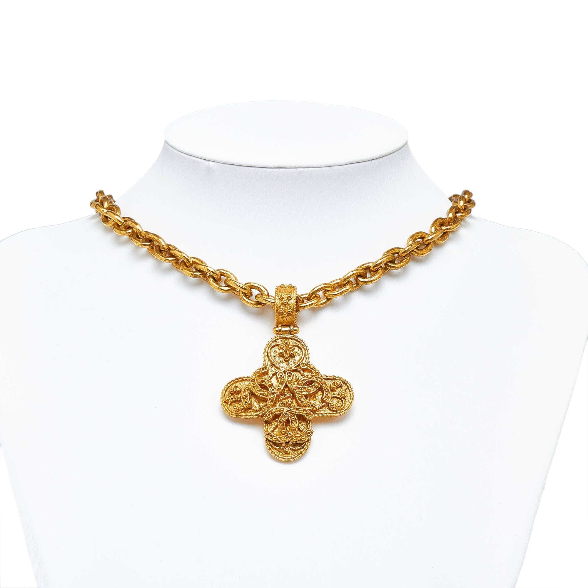 CHANEL Cross Pendant Necklace Costume Necklace