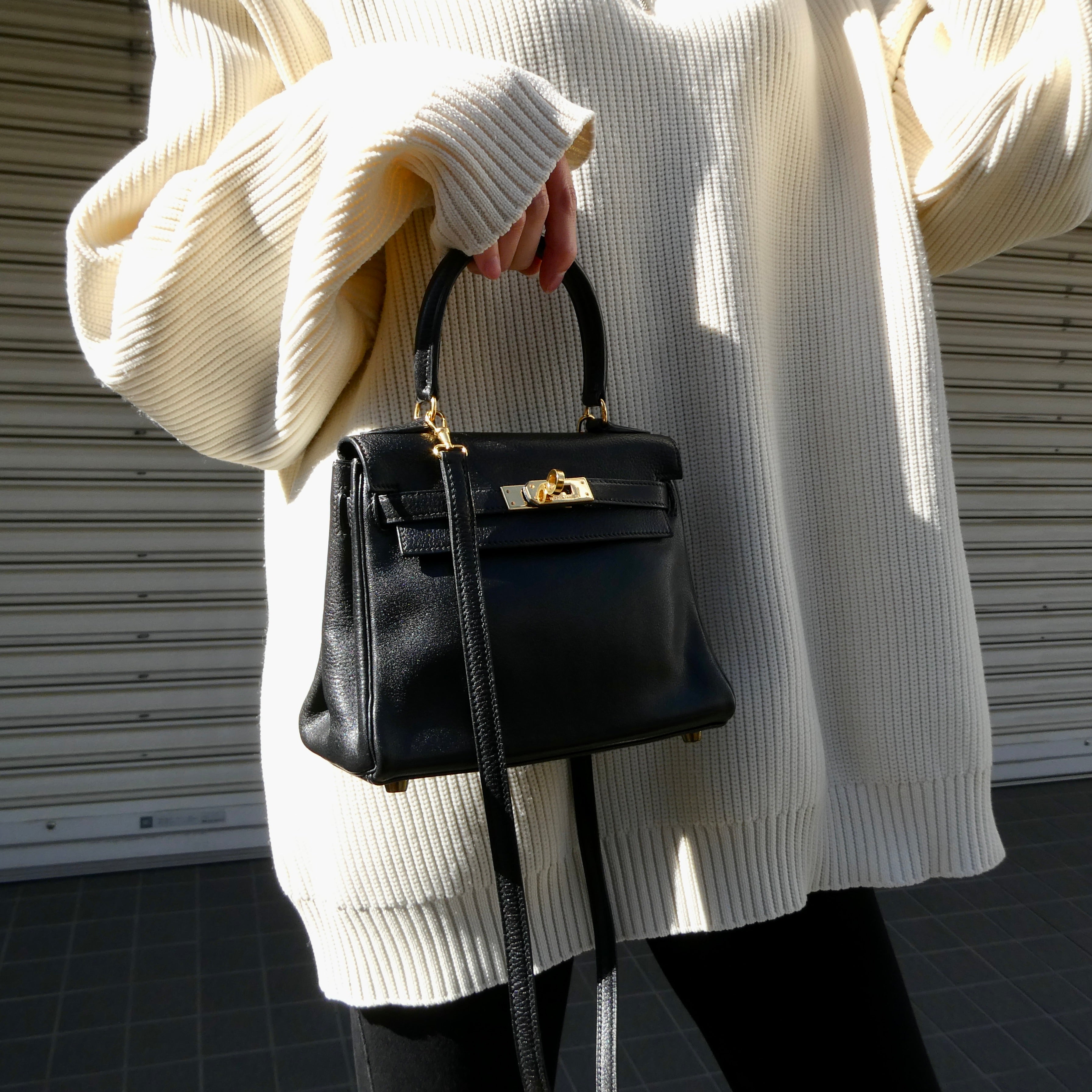 HERMES * 1990 MINI KELLY 20 Black Veau Gulliver