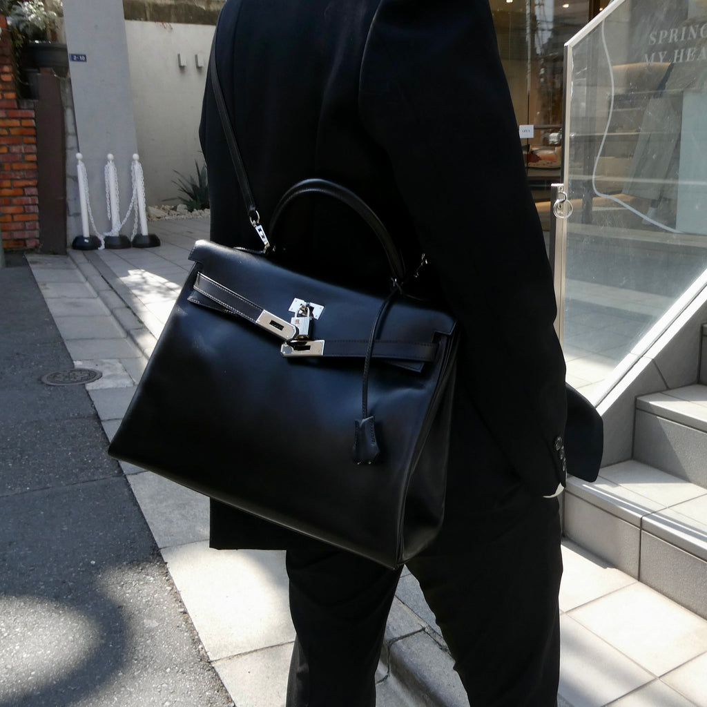 HERMES 1999 KELLY 35 RETOURNE Black Box Calf