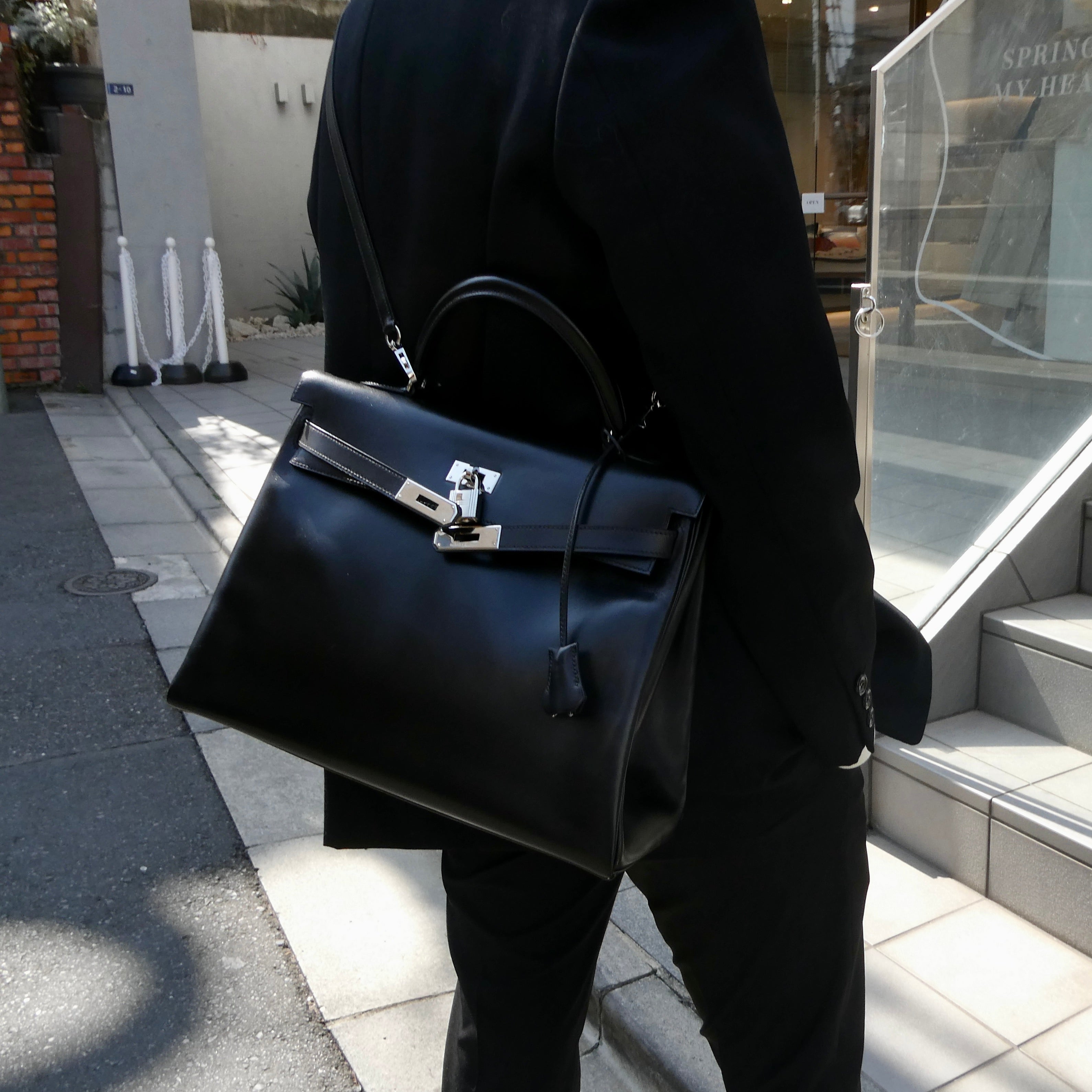HERMES 1999 KELLY 35 RETOURNE Black Box Calf
