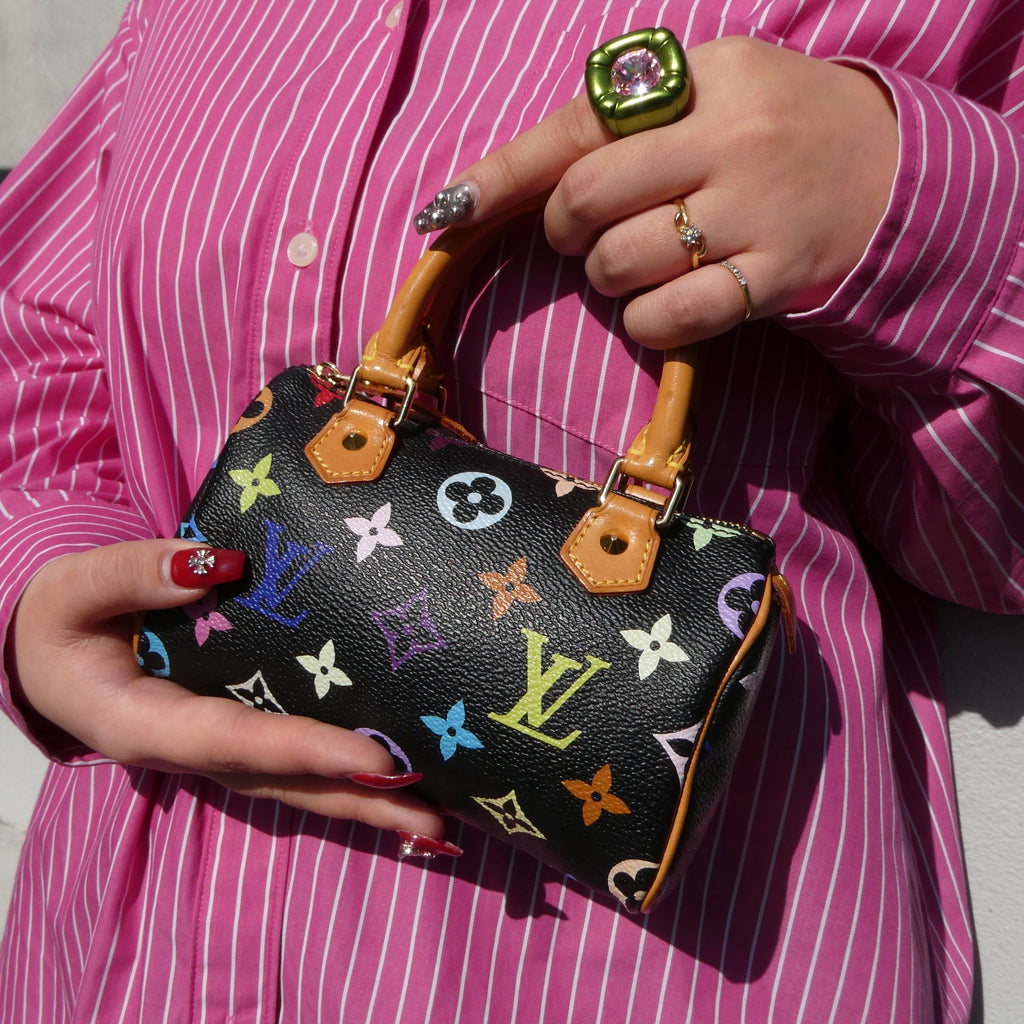 LOUIS VUITTON MINI SPEEDY HANDBAG NOIR MONOGRAM MULTI