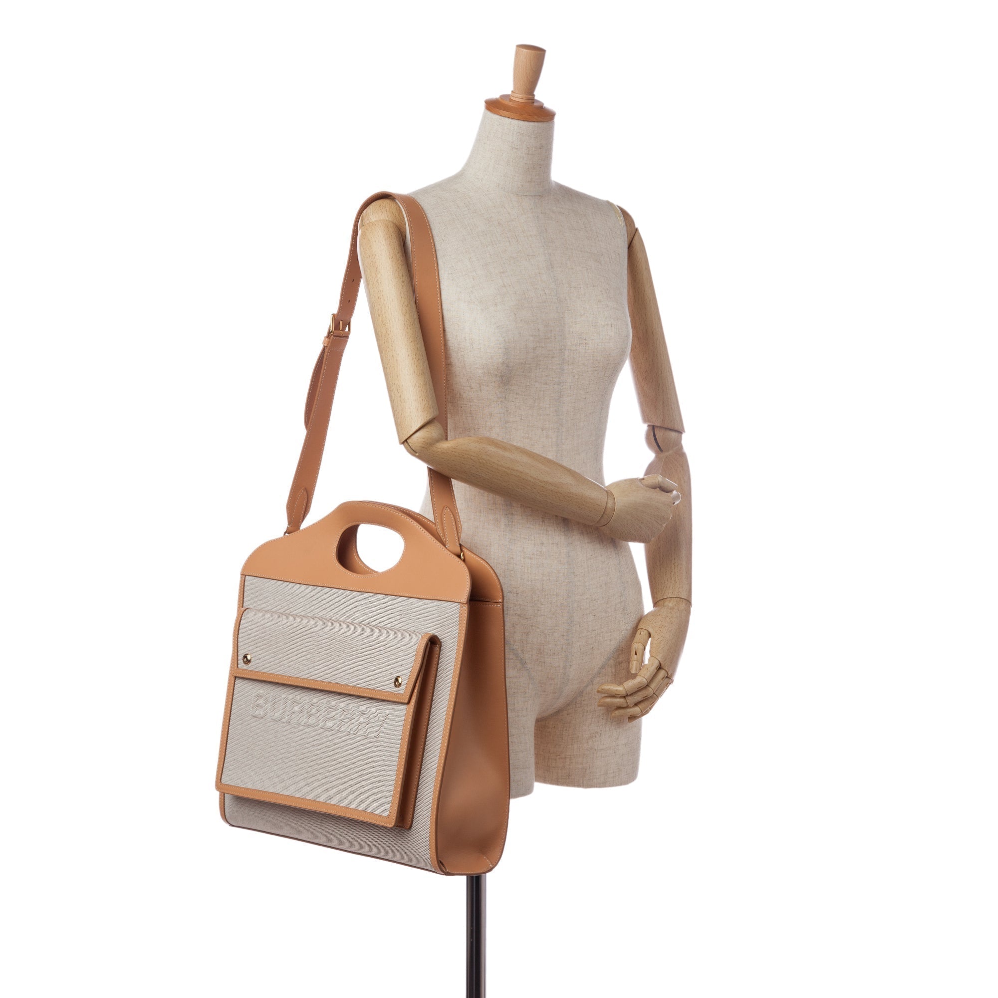Burberry Pocket Tote Brown Canvas