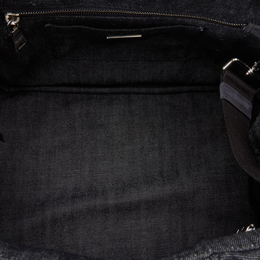 Prada Canapa Jeweled Denim Satchel (SHG-VCMwnw)