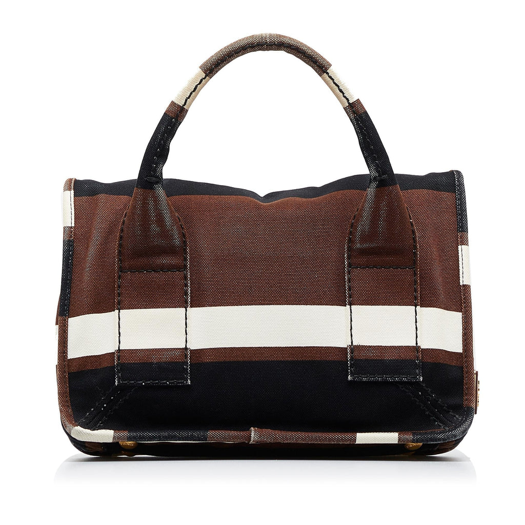 Prada Canapa Righe Stripe Satchel (SHG-kRpi8k)
