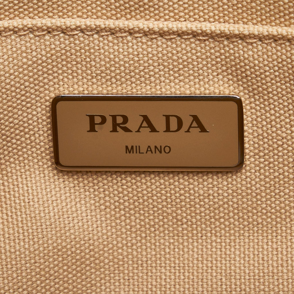 Prada Mini Canapa Convertible Canvas and Feather Tote (SHG-bZQuJY)