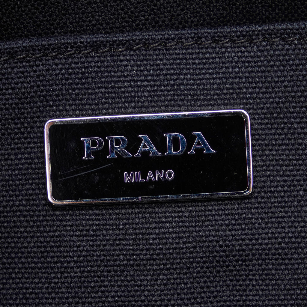 Prada Mini Canapa Convertible Canvas and Feather Tote (SHG-4ZHd0E)